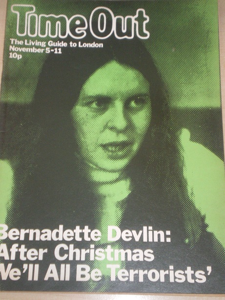 TIME OUT magazine, Number 90 issue for sale. BERNADETTE DEVLIN, JEFF KATZ. Original 1970s BRITISH pu