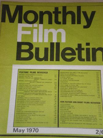 MONTHLY FILM BULLETIN , May 1970 issue for sale. Original BFI publication from Tilley, Chesterfield,