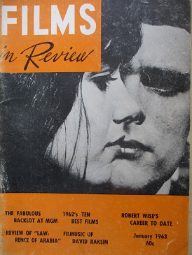 FILMS IN REVIEW magazine, January 1963 issue for sale. JANET MARGOLIN, KEIR DULLEA. Original U.S. pu
