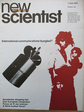 NEW SCIENTIST magazine, 1 June 1972 issue for sale. ANDY FABIAN, BRENDA MADDOX, JOHN TINKER. GRIMBLE