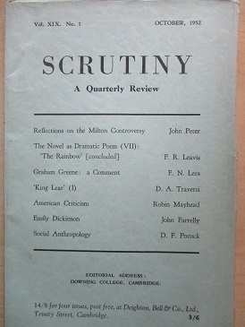 SCRUTINY magazine, October 1952 issue for sale. JOHN FARRELLY, ROBIN MAYHEAD. Original publication f