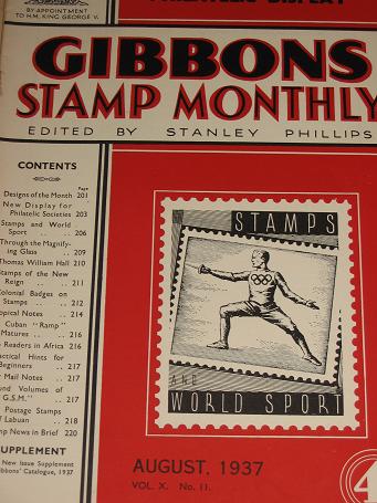 Tilleys Vintage Magazines : GIBBONS STAMP MONTHLY Magazine, August 1937 ...