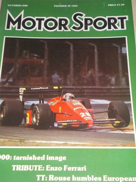 MOTOR SPORT magazine, October 1988 issue for sale. Original British publication from Tilley, Chester