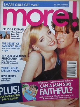 MORE magazine, 5 - 18 August 1992 issue for sale. CYNDI LAUPER. Original British WOMEN’S publication