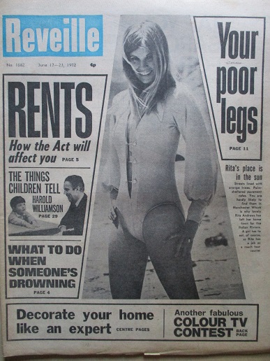 REVEILLE newspaper, June 17 - 23 1972 issue for sale. RITA ANDREWS. Original British publication fro