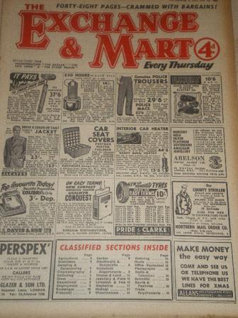 EXCHANGE AND MART magazine, November 20 1958 issue for sale. SALES, WANTS, EXCHANGES. Original Briti