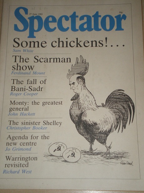SPECTATOR magazine, 27 June 1981 issue for sale. SHELLEY, WARRINGTON. Original British POLITICAL pub