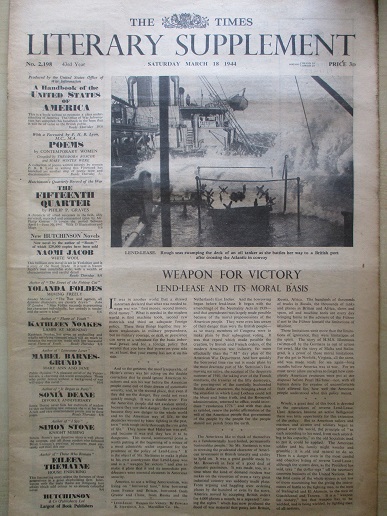 THE TIMES LITERARY SUPPLEMENT, March 18 1944 issue for sale.  YUGOSLAVIA. Original British publicati