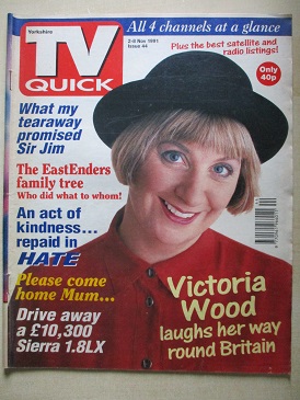 TV QUICK magazine, 2 - 8 November 1991 issue for sale. VICTORIA WOOD. Original British ENTERTAINMENT