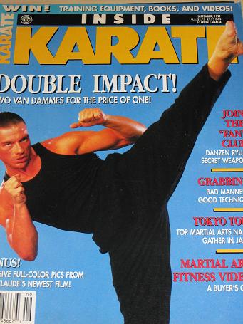 INSIDE KARATE magazine, September 1991 issue for sale. VAN DAMME. Original gifts from Tilleys, Chest