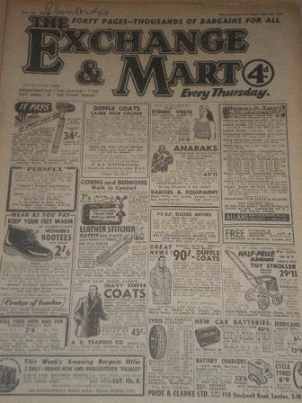 EXCHANGE AND MART magazine, November 25 1954 issue for sale. SALES, WANTS, EXCHANGES. Original Briti