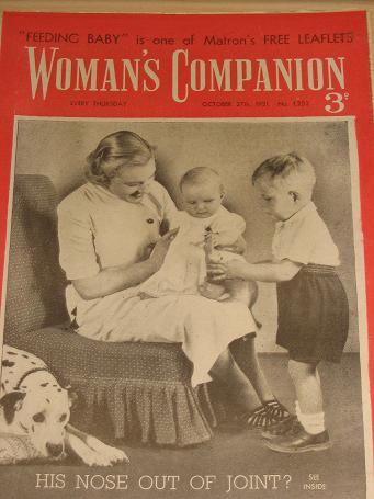 WOMANS COMPANION magazine, October 27 1951 issue for sale. Antique, vintage womens publication. Clas
