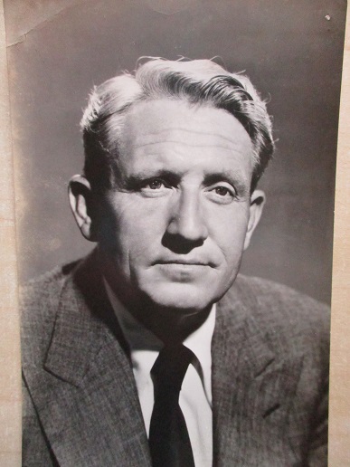 Original POSTCARD of SPENCER TRACY for sale. Issue by BLUE BIRD STOCKINGS. FILM MEMORABILIA from www