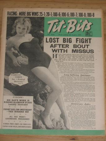 TITBITS MAG 3 AUG 1957 ISABELLE COREY GUINNESS VINTAGE PUBLICATION FOR SALE CLASSIC IMAGES OF THE 20