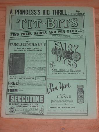  TITBITS MAG MARCH 30 1935 CHEYNEY THOMAS VINTAGE PUBLICATION FOR SALE PURE NOSTALGIA ARCHIVES CLASS