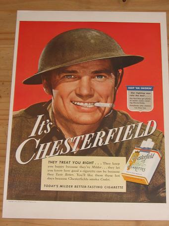 ORIGINAL 1942 CHESTERFIELD CIGARETTES AD. FOR SALE SMOKING CLASSIC IMAGES OF THE TWENTIETH CENTURY P