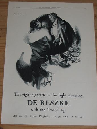 ORIGINAL 1929 DE RESZKE CIGARETTES AD. FOR SALE JAN 19 SMOKING CLASSIC IMAGES OF THE TWENTIETH CENTU