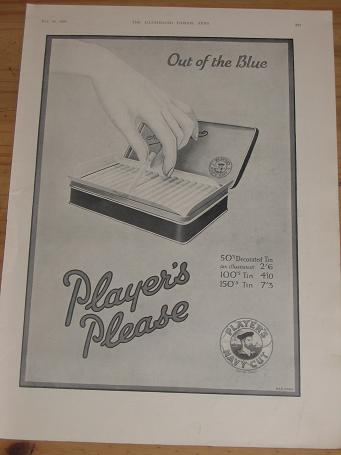 ORIGINAL 1929 PLAYERS CIGARETTES AD. FOR SALE FEB 16 SMOKING CLASSIC IMAGES OF THE TWENTIETH CENTURY