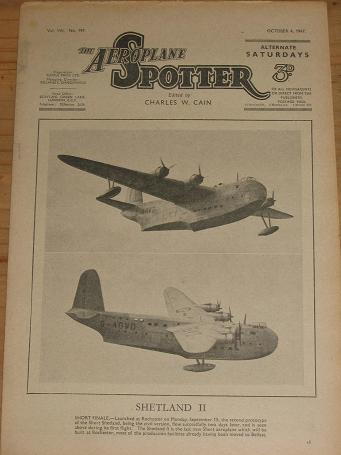 ISSUE 197 AEROPLANE SPOTTER MAG OCT 4 1947 ORIGINAL VINTAGE AVIATION PUBLICATION FOR SALE CLASSIC IM