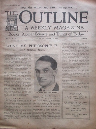 OUTLINE magazine, March 16 1929 issue for sale. JOHN MIDDLETON MURRY. Original British publication f