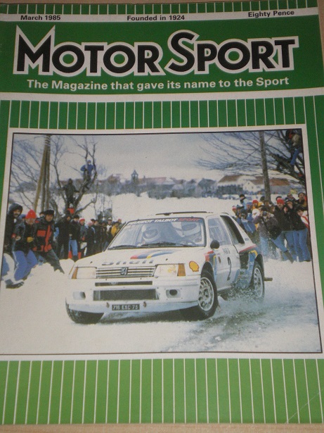 MOTOR SPORT magazine, March 1985 issue for sale. Original British publication from Tilley, Chesterfi