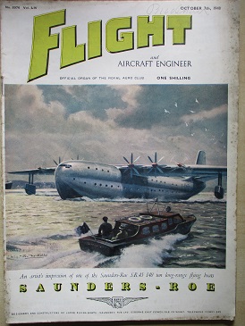 FLIGHT magazine, October 7 1948 issue for sale. SAUNDERS-ROE S.R.45 FLYING BOAT. Original British AV