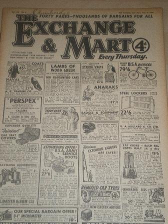 EXCHANGE AND MART magazine, February 9 1956 issue for sale. SALES, WANTS, EXCHANGES. Original Britis