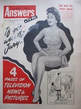 ANSWERS and TV PIC magazine, October 29 1955 issue for sale. MARILYN RIDGE, PAUL JAMES, KESTON CLARK