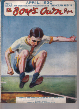 BOYS OWN PAPER APRIL 1920 LEA FOOTBALL GILSON ELIAS VINTAGE MAGAZINE STORIES