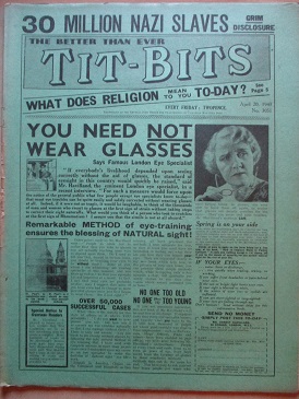 TIT-BITS magazine, April 20 1940 issue for sale. ROLAND WILD, WILLIAM FREEMAN. Original British publ