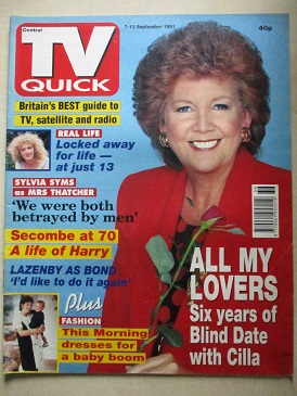 TV QUICK magazine, 7 - 13 September 1991 issue for sale. CILLA BLACK, HARRY SECOMBE, SYLVIA SYMS. LA