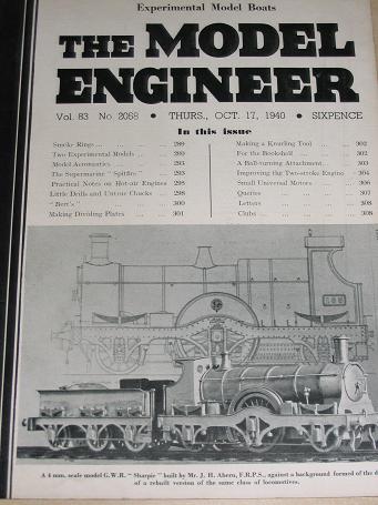 MODEL ENGINEER magazine, October 17 1940 issue for sale. Birthday gifts from Tilleys, Chesterfield, 