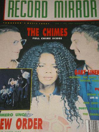 RECORD MIRROR magazine, June 9 1990 issue for sale. THE CHIMES, NEW ORDER. Original British publicat