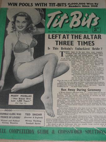 TITBITS magazine, 27 September 1952 issue for sale. MARY MORLAS, JOHNNY COMET, REX MORGAN. Birthday 