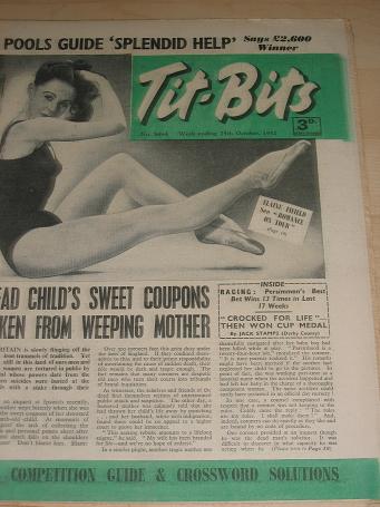 TITBITS magazine, 25 October 1952 issue for sale. ELAINE FIFIELD, JOHNNY COMET, REX MORGAN. Birthday