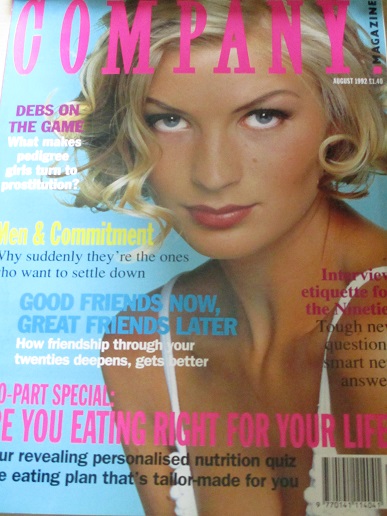 COMPANY magazine, August 1992 issue for sale. NINA. Original British publication from Tilley, Cheste