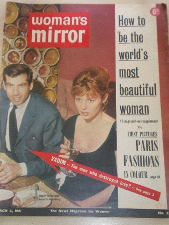 WOMANS MIRROR magazine, March 4 1961, Number 23 issue for sale. ROGER VADIM, ANNETTE STROYBERG. Orig