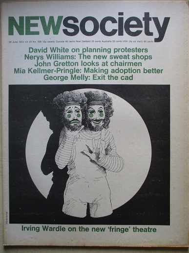 NEW SOCIETY magazine, 29 June 1972 issue for sale. GEORGE MELLY. Original British publication from T