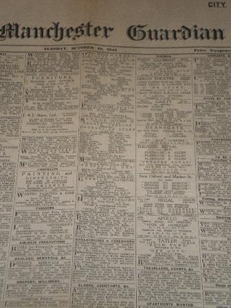 THE MANCHESTER GUARDIAN newspaper, October 19 1943 issue for sale. Original British DAILY NEWS publi