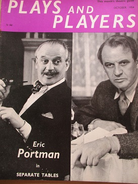 PLAYS AND PLAYERS magazine, October 1954 issue for sale. ERIC PORTMAN. Original British publication 
