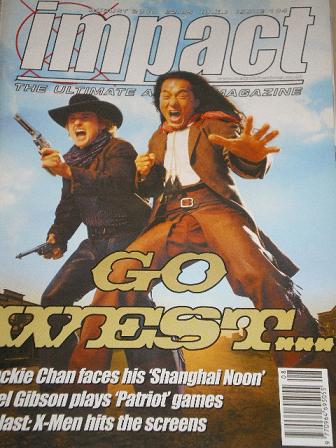 IMPACT magazine, August 2000 issue for sale. JACKIE CHAN, MEL GIBSON. Original British ACTION MOVIE 