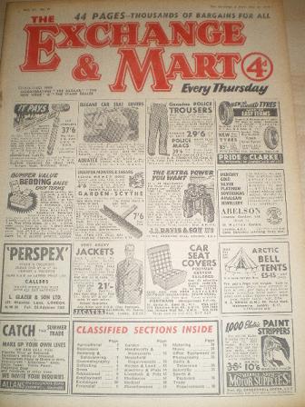 EXCHANGE AND MART magazine, July 31 1958 issue for sale. SALES, WANTS, EXCHANGES. Original British p