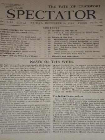 SPECTATOR magazine, December 6 1946 issue for sale. HAROLD NICOLSON, JANUS. Original British publica