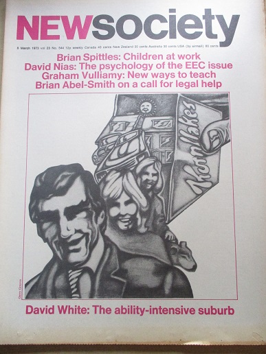 NEW SOCIETY magazine, 8 March 1973 issue for sale. DAVID NIAS. Original British publication from Til