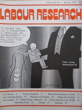 LABOUR RESEARCH magazine, January 1975 issue for sale. RACIAL DISCRIMINATION AT WORK; COAL MINING. O