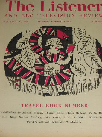 THE LISTENER magazine, January 14 1965 issue for sale. TRAVEL BOOK NUMBER. Original B.B.C. publicati