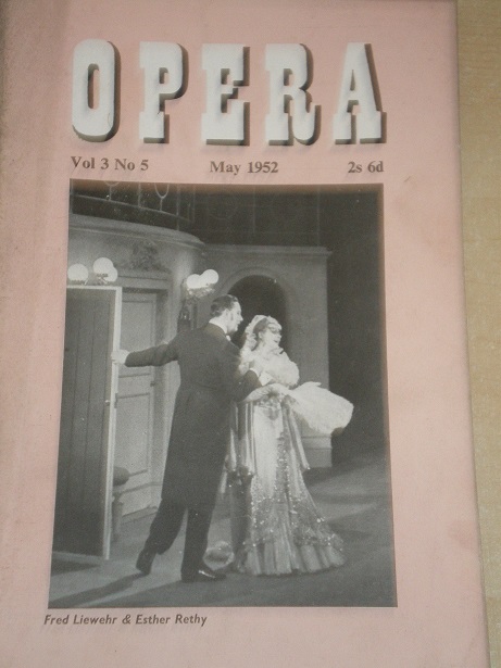 OPERA magazine, May 1952 issue for sale. Original UK publication from Tilley, Chesterfield, Derbyshi