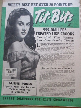 TIT-BITS magazine, 16 June 1951 issue for sale. PET, MARIA ELENA MARQUES, A. CECIL HAMPSHIRE. Origin