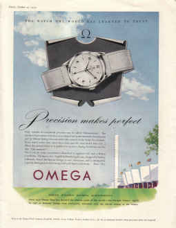 ORIG 1952 OMEGA WRIST WATCH MAG AD C180SC