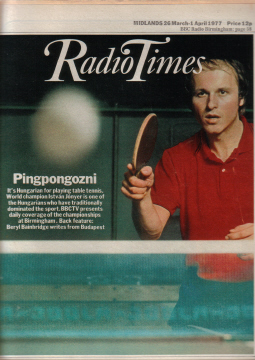 RADIO TIMES 26 MAR-1 AP 1977 PINGPONGOZNI CLASSIC VINTAGE BRITISH TV LISTINGS MAGAZINE FOR SALE PURE